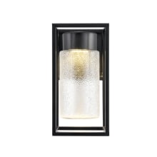 11" Tall LED Outdoor Wall Sconce with Crackle Glass Shade - ADA Compliant