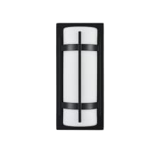 13" Tall LED Outdoor Wall Sconce with Half Cylinder Frosted Glass Shade - ADA Compliant