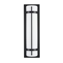 20" Tall LED Outdoor Wall Sconce with Half Cylinder Frosted Glass Shade and Full Backplate - ADA Compliant