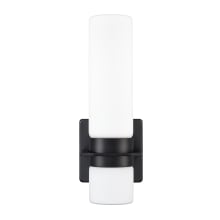 13" Tall LED Outdoor Wall Sconce with Cylinder Frosted Glass Shade - ADA Compliant