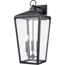 Brooks 3 Light 23" Tall Outdoor Wall Sconce with Seedy Glass Shade - ADA Compliant