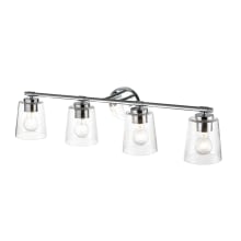 4 Light 34" Wide Bathroom Vanity Light with Clear Glass Shades