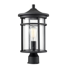 Namath 17" Tall Post Light with Seedy Glass Shade