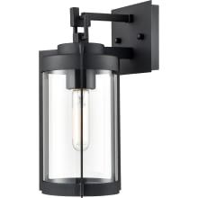 Ellway 13" Tall Outdoor Wall Sconce with Cylinder Frame and Clear Glass Shade - ADA Compliant