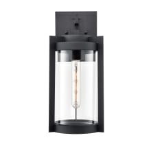 Ellway 16" Tall Outdoor Wall Sconce with Cylinder Frame and Clear Glass Shade - ADA Compliant