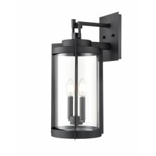 Ellway 2 Light 20" Tall Outdoor Wall Sconce with Clear Glass Shade - ADA Compliant