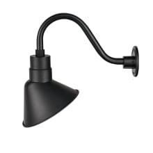 LED RLM Outdoor Wall Sconce with 10" Dark Sky Compliant Angle Shade with 15" Gooseneck Stem