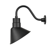 LED RLM Outdoor Wall Sconce with 12" Dark Sky Compliant Angle Shade with 15" Gooseneck Stem