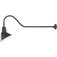 RLM 1 Light Outdoor Wall Sconce with 10" Wide Angle Shade and 41" Gooseneck Stem