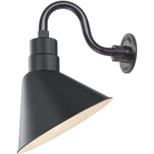 RLM 1 Light Outdoor Wall Sconce with 12" Wide Shade and 10" Gooseneck Stem