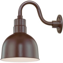 RLM 1 Light Outdoor Wall Sconce with 10" Wide Bowl Shade and 10" Gooseneck Stem