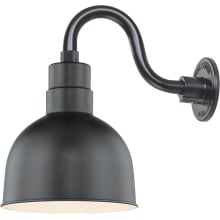 RLM 1 Light Outdoor Wall Sconce with 10" Wide Bowl Shade and 10" Gooseneck Stem