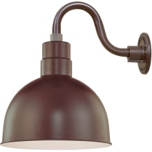 RLM 1 Light Outdoor Wall Sconce with 12" Wide Bowl Shade and 10" Gooseneck Stem