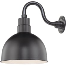 RLM 1 Light Outdoor Wall Sconce with 12" Wide Bowl Shade and 10" Gooseneck Stem