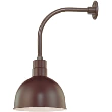 RLM 1 Light Outdoor Wall Sconce with 12" Wide Bowl Shade and 13" Gooseneck Stem