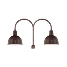 RLM 2 Light Post Light with 12" Wide Bowl Shade and Double Post Adapter