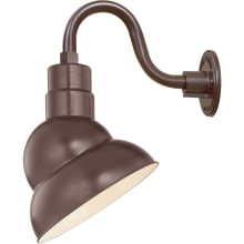 RLM 1 Light Outdoor Wall Sconce with 10" Wide Emblem Shade and 10" Gooseneck Stem