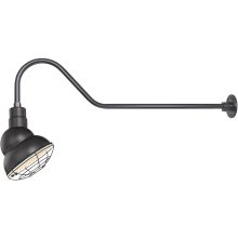 RLM 1 Light Outdoor Wall Sconce with 10" Wide Shade and 41" Gooseneck Stem