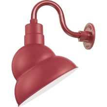 RLM 1 Light Outdoor Wall Sconce with 12" Wide Emblem Shade and 10" Gooseneck Stem