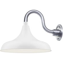 RLM 1 Light Outdoor Wall Sconce with 14" Wide Modified Warehouse Shade and 10" Gooseneck Stem