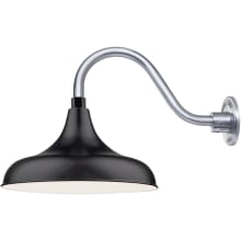 RLM 1 Light Outdoor Wall Sconce with 14" Wide Modified Warehouse Shade and 15" Gooseneck Stem
