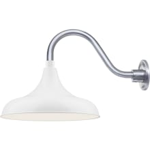 RLM 1 Light Outdoor Wall Sconce with 14" Wide Modified Warehouse Shade and 15" Gooseneck Stem