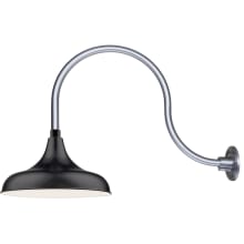 RLM 1 Light Outdoor Wall Sconce with 14" Wide Modified Warehouse Shade and 24" Gooseneck Stem