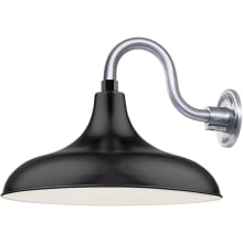 RLM 1 Light Outdoor Wall Sconce with 17" Wide Modified Warehouse Shade and 10" Gooseneck Stem