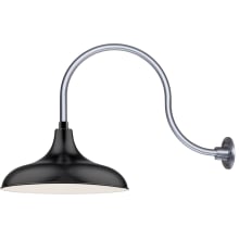 RLM 1 Light Outdoor Wall Sconce with 17" Wide Modified Warehouse Shade and 24" Gooseneck Stem