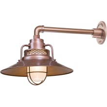 RLM 1 Light Outdoor Wall Sconce with 14" Wide Railroad Shade and 13" Gooseneck Stem