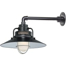 RLM 1 Light Outdoor Wall Sconce with 14" Wide Railroad Shade and 13" Gooseneck Stem
