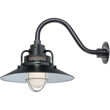 RLM 1 Light Outdoor Wall Sconce with 14" Wide Railroad Shade and 14.5" Gooseneck Stem