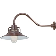RLM 1 Light Outdoor Wall Sconce with 14" Wide Railroad Shade and 21.5" Gooseneck Stem