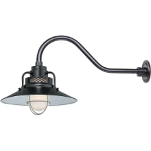 RLM 1 Light Outdoor Wall Sconce with 14" Wide Railroad Shade and 21.5" Gooseneck Stem