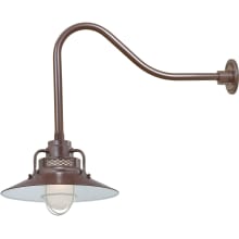 RLM 1 Light Outdoor Wall Sconce with 14" Wide Railroad Shade and 23" Gooseneck Stem