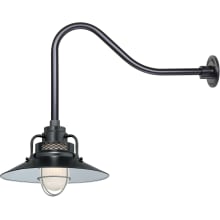 RLM 1 Light Outdoor Wall Sconce with 14" Wide Railroad Shade and 23" Gooseneck Stem