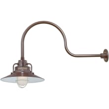 RLM 1 Light Outdoor Wall Sconce with 14" Wide Railroad Shade and 30" Gooseneck Stem