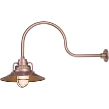 RLM 1 Light Outdoor Wall Sconce with 14" Wide Railroad Shade and 30" Gooseneck Stem