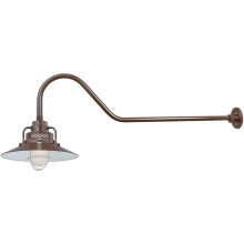 RLM 1 Light Outdoor Wall Sconce with 14" Wide Railroad Shade and 41" Gooseneck Stem