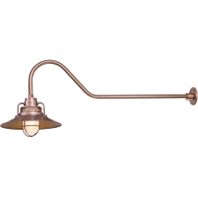 RLM 1 Light Outdoor Wall Sconce with 14" Wide Railroad Shade and 41" Gooseneck Stem