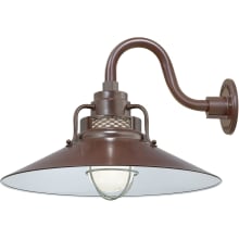 RLM 1 Light Outdoor Wall Sconce with 18" Wide Railroad Shade and 10" Gooseneck Stem