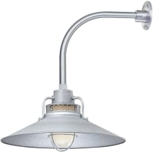 RLM 1 Light Outdoor Wall Sconce with 18" Wide Railroad Shade and 13" Gooseneck Stem