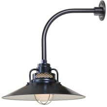 RLM 1 Light Outdoor Wall Sconce with 18" Wide Railroad Shade and 13" Gooseneck Stem