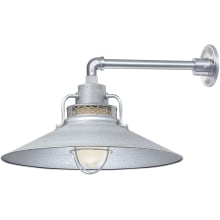 RLM 1 Light Outdoor Wall Sconce with 18" Wide Railroad Shade and 13" Gooseneck Stem