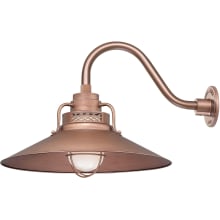 RLM 1 Light Outdoor Wall Sconce with 18" Wide Railroad Shade and 14.5" Gooseneck Stem