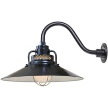 RLM 1 Light Outdoor Wall Sconce with 18" Wide Railroad Shade and 14.5" Gooseneck Stem
