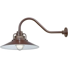 RLM 1 Light Outdoor Wall Sconce with 18" Wide Railroad Shade and 21.5" Gooseneck Stem