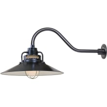 RLM 1 Light Outdoor Wall Sconce with 18" Wide Railroad Shade and 21.5" Gooseneck Stem