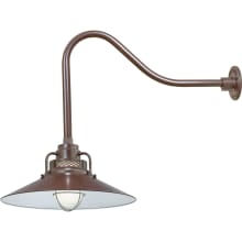 RLM 1 Light Outdoor Wall Sconce with 18" Wide Railroad Shade and 23" Gooseneck Stem