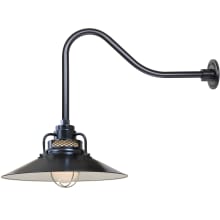 RLM 1 Light Outdoor Wall Sconce with 18" Wide Railroad Shade and 23" Gooseneck Stem